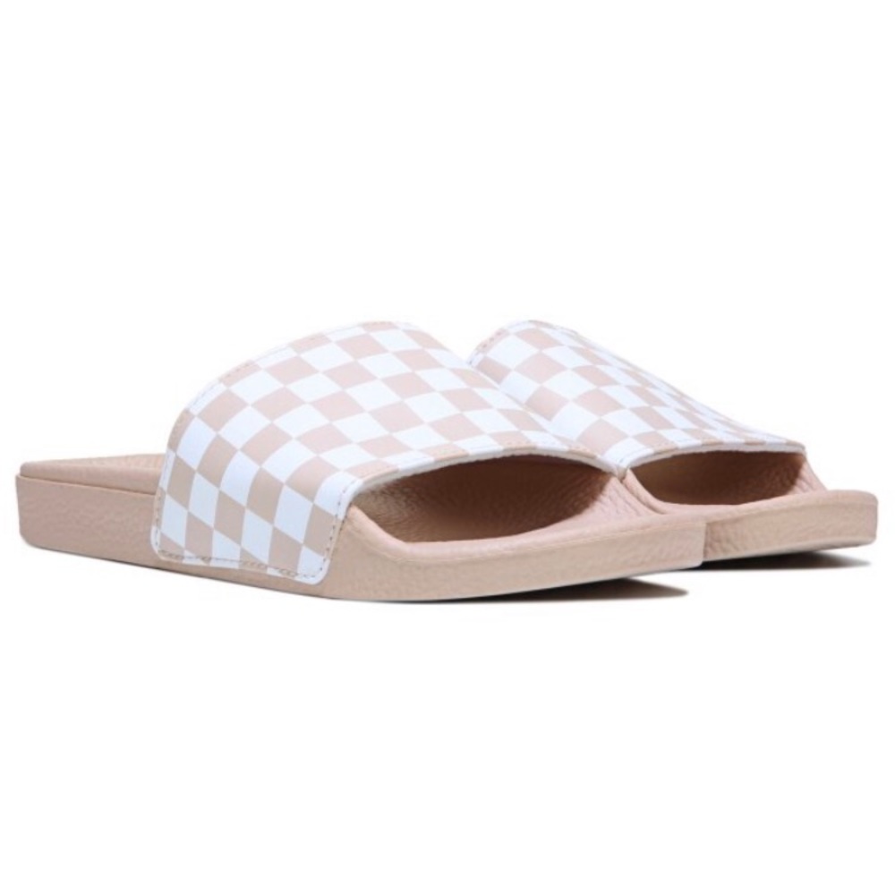 NEW VANS LIGHT PINK CHECKERED SLIDES